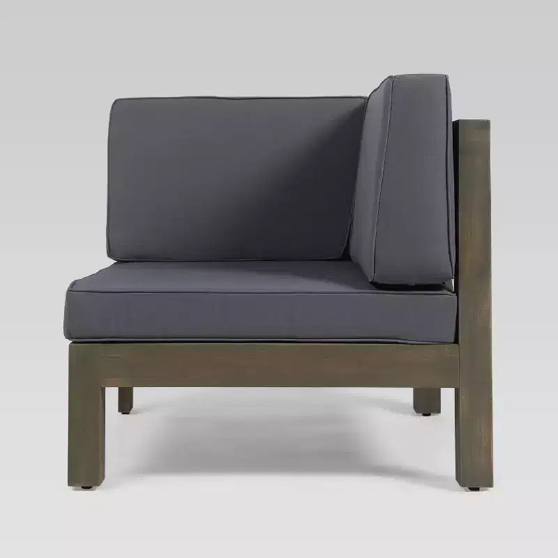 Brava Causeuse modulaire 2 places en acacia : Ensemble de sièges de patio moderne et résistant aux intempéries avec coussins amovibles, capacité 2 pièces