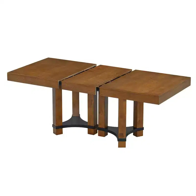 Ensemble de salle à manger extensible Whisen Rustique 7 pièces avec 2 fauteuils et 4 chaises sans accoudoirs