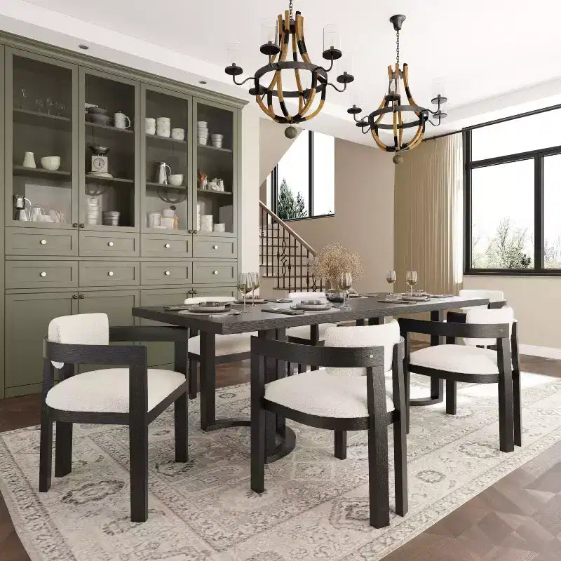 Christopher Knight Home Arkenis Ensemble repas 7 pièces en bois d'hévéa rembourré