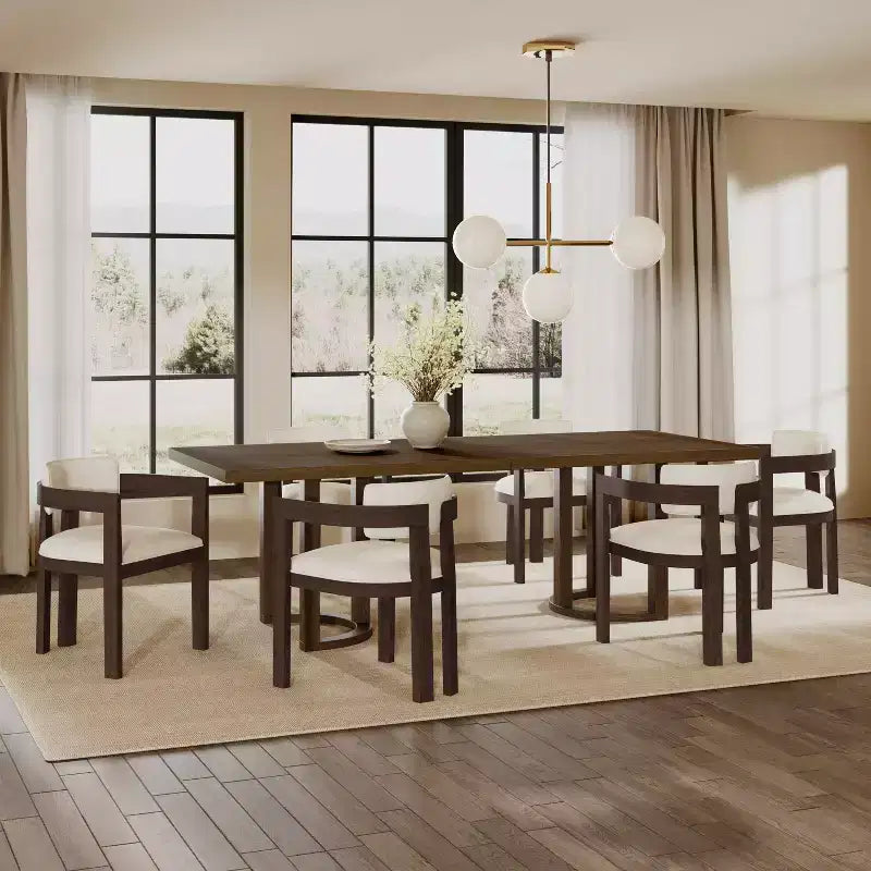 Christopher Knight Home Arkenis Ensemble repas 7 pièces en bois d'hévéa rembourré