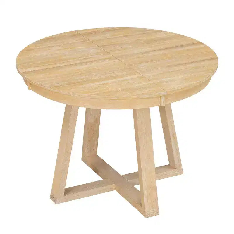 Ensemble de salle à manger extensible Whisen de style rétro 5 pièces avec 4 chaises rembourrées à dossier capitonné