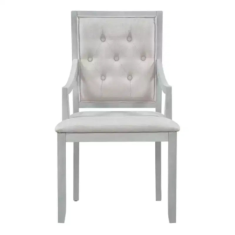 Ensemble de salle à manger rond extensible Whisen Farmhouse 5 pièces avec 4 fauteuils rembourrés