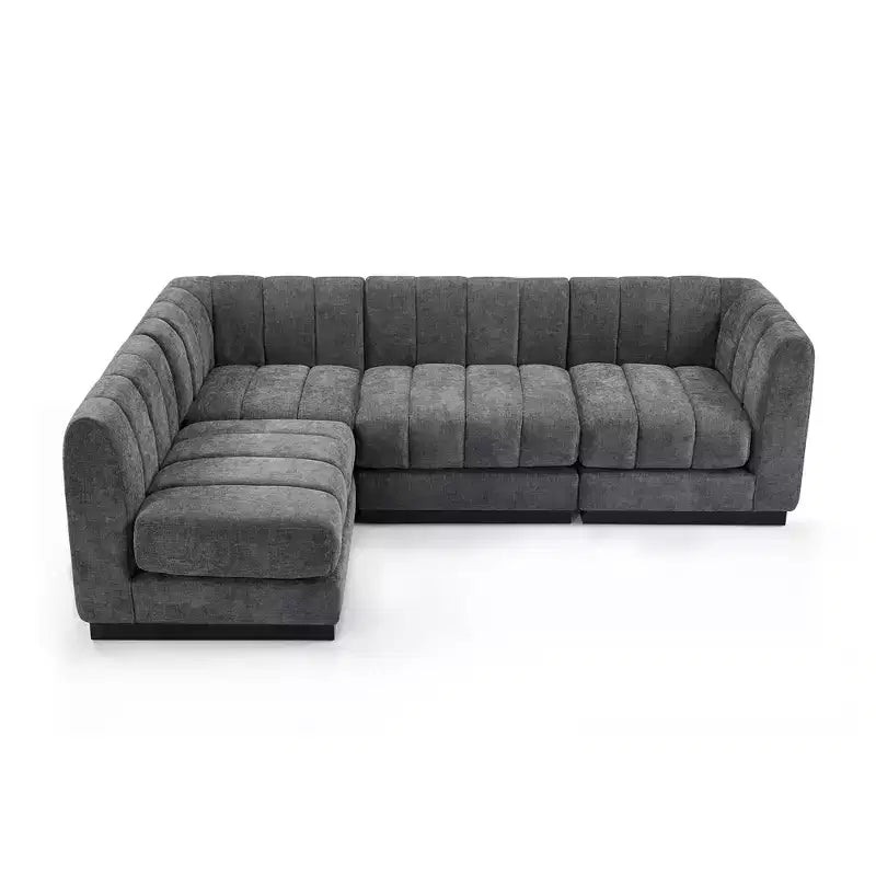 Canapé sectionnel en chenille 128, canapé modulaire en L 4 places pour salon bureau - Morden Fort