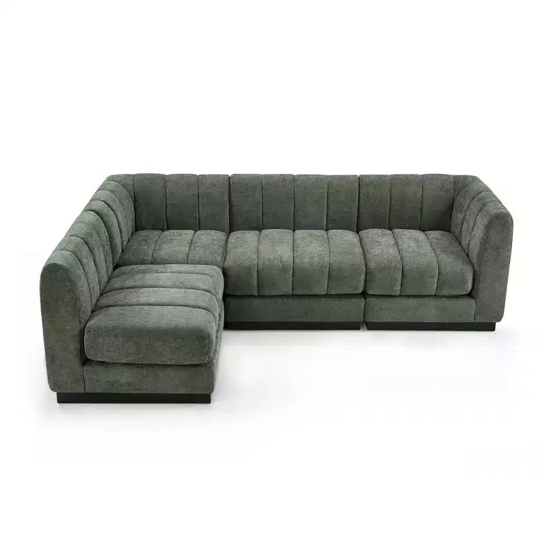Canapé sectionnel en chenille 128, canapé modulaire en L 4 places pour salon bureau - Morden Fort