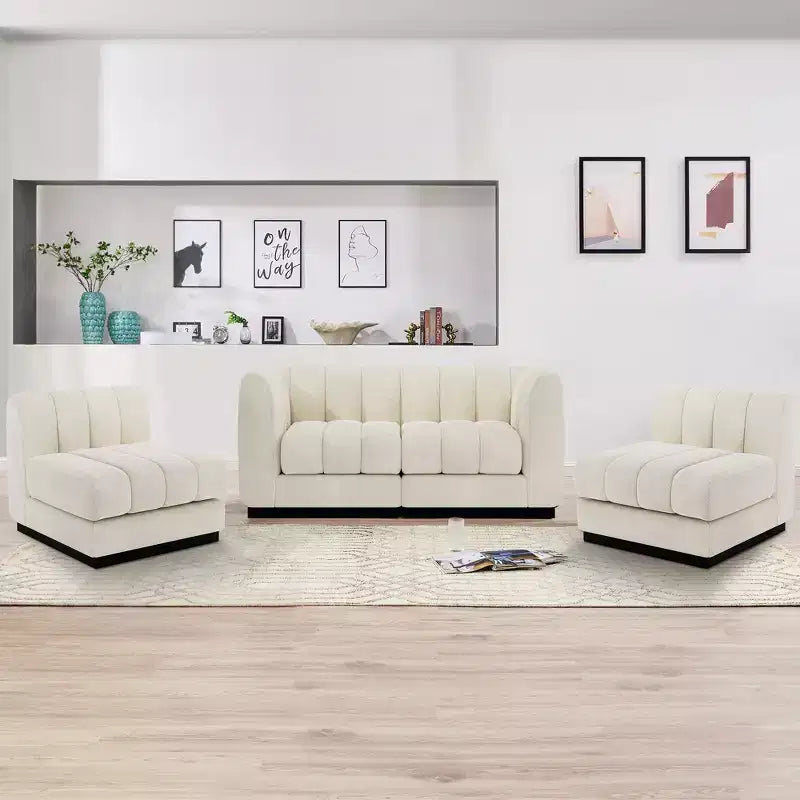 Canapé sectionnel en chenille 128, canapé modulaire en L 4 places pour salon bureau - Morden Fort