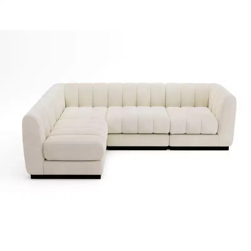 Canapé sectionnel en chenille 128, canapé modulaire en L 4 places pour salon bureau - Morden Fort