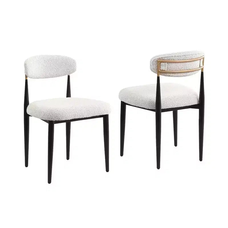 Ensemble de salle à manger moderne de 7 pièces avec table en faux marbre et chaises sans accoudoirs en tissu bouclé pour cuisine - Morden Fort