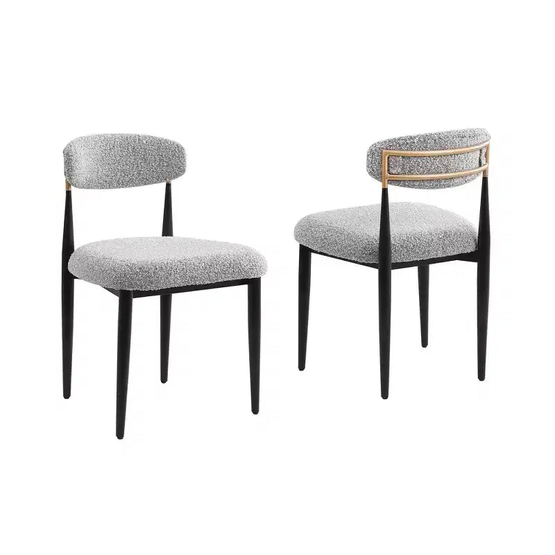 Ensemble de salle à manger moderne de 7 pièces avec table en faux marbre et chaises sans accoudoirs en tissu bouclé pour cuisine - Morden Fort