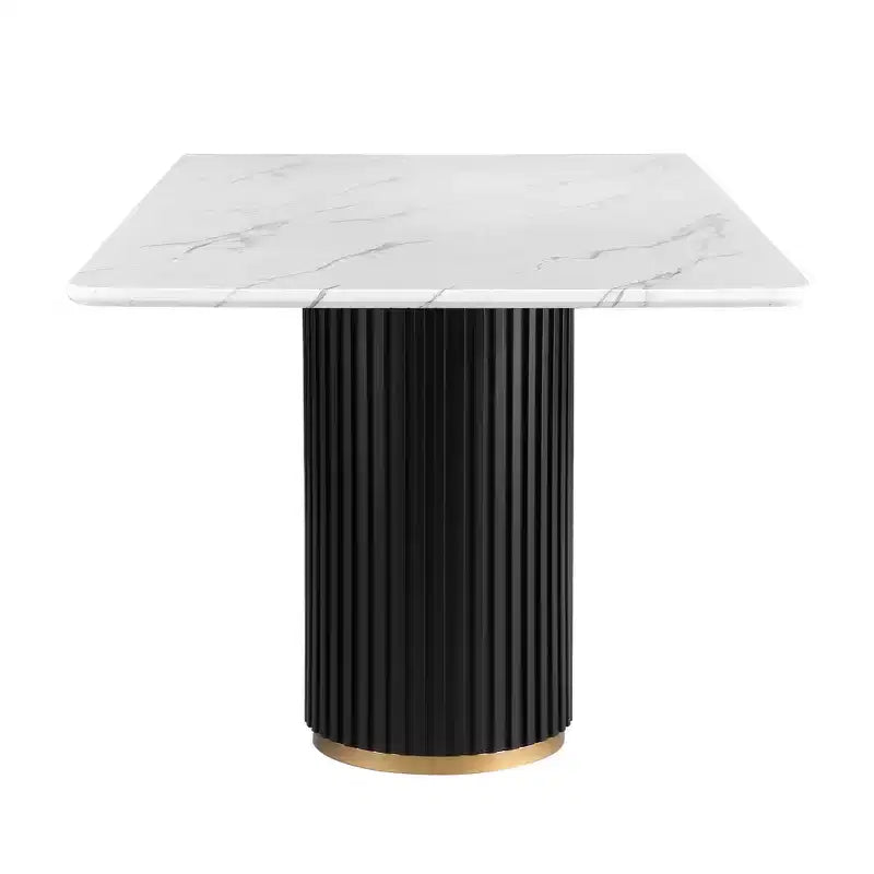 Ensemble de salle à manger moderne de 7 pièces avec table en faux marbre et chaises sans accoudoirs en tissu bouclé pour cuisine - Morden Fort