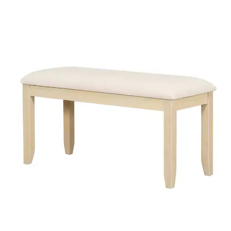 Ensemble de salle à manger 6 pièces avec table extensible et rallonge amovible, 4 chaises de salle à manger rembourrées et un banc, Naturel+Beige - ModernLuxe