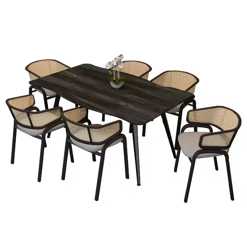 Ensemble de salle à manger LeisureMod Ravenna 7 pièces, table rectangulaire de 63 pouces et 6 chaises Ervilla