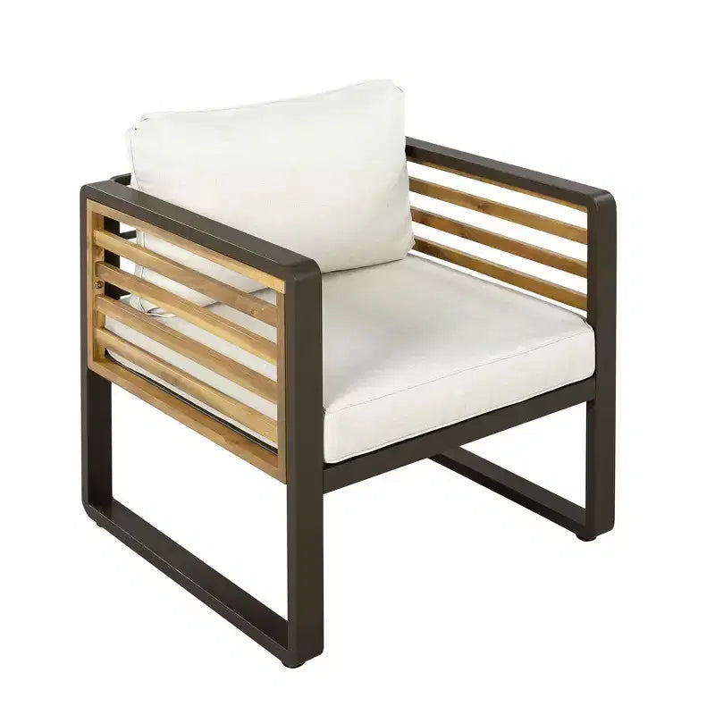 Canapé Whisen Outdoor Furniture pour ensemble de conversation 5 personnes, salon de jardin avec coussins amovibles