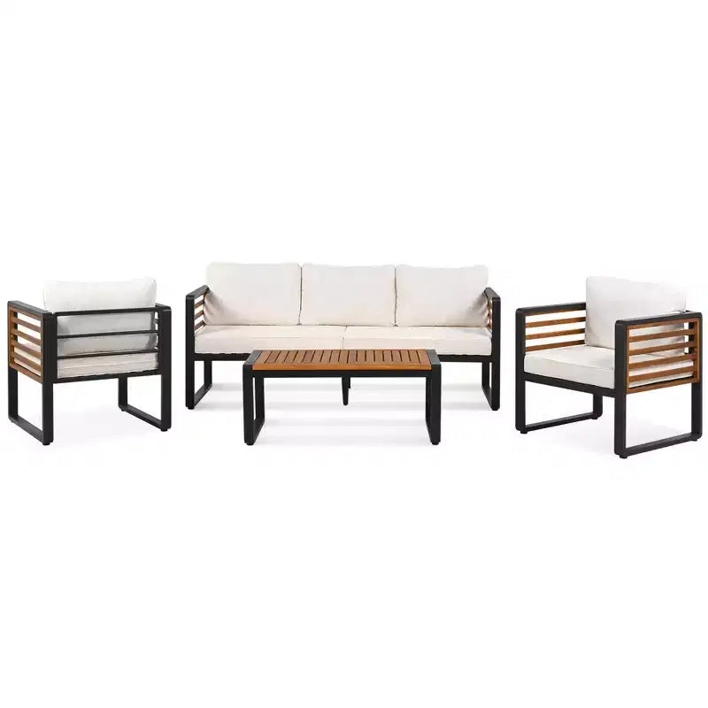 Canapé Whisen Outdoor Furniture pour ensemble de conversation 5 personnes, salon de jardin avec coussins amovibles