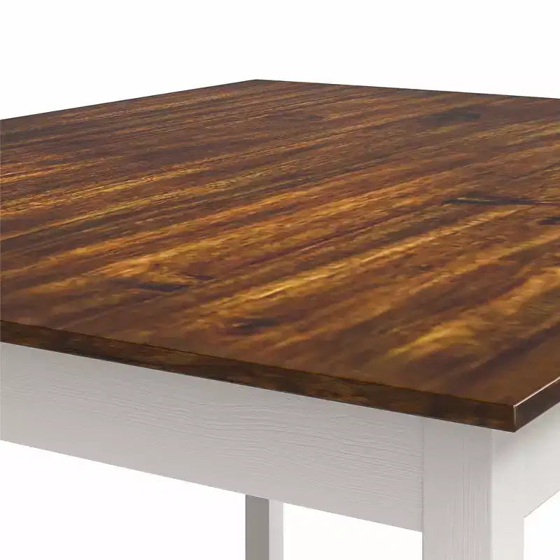 DHP Reila Table de salle à manger 5 pièces en bois, blanc/noyer