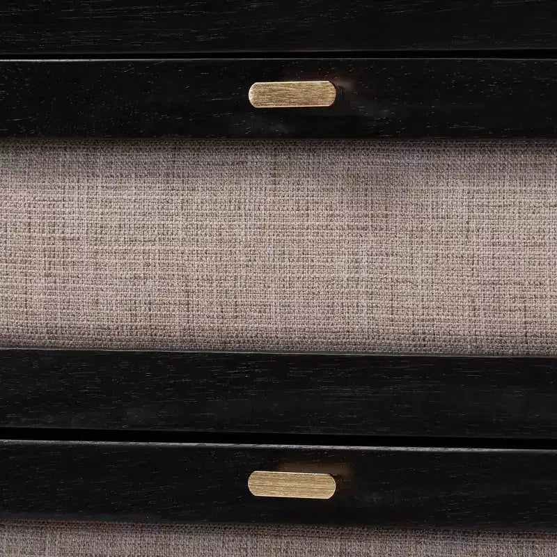 Ensemble de chambre à coucher 4 pièces Florica Art déco noir en bois pour grand lit avec deux tables de chevet de Baxton Studio