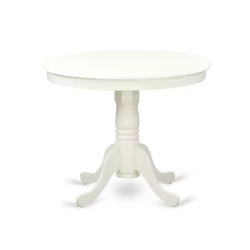 HomeStock ANAV5 Ensemble Table et Chaises de Cuisine Rondes Blanc Lin