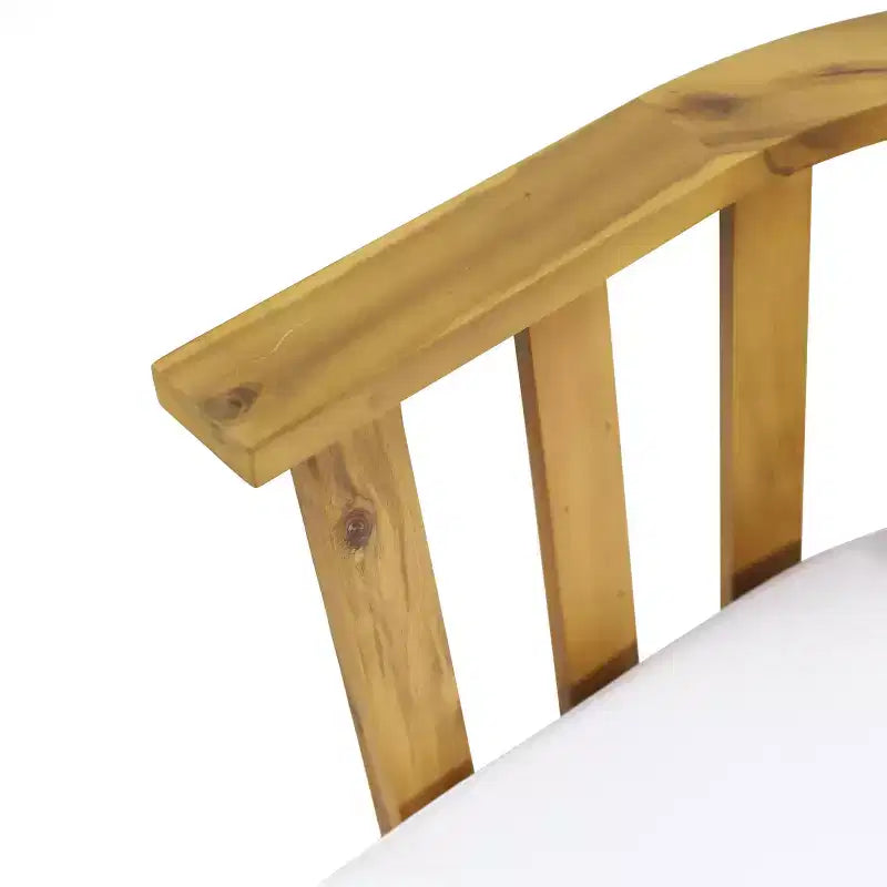 Ensemble de conversation d'extérieur 3 pièces GDFStudio Dean en bois d'acacia avec table basse ronde, blanc/teck