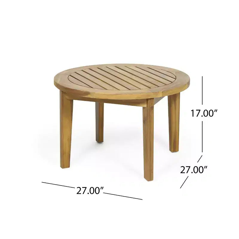 Ensemble de conversation d'extérieur 3 pièces GDFStudio Dean en bois d'acacia avec table basse ronde, blanc/teck