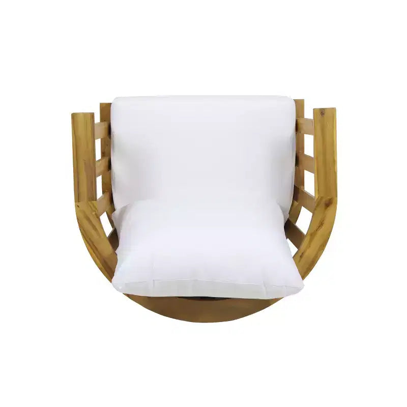 Ensemble de conversation d'extérieur 3 pièces GDFStudio Dean en bois d'acacia avec table basse ronde, blanc/teck