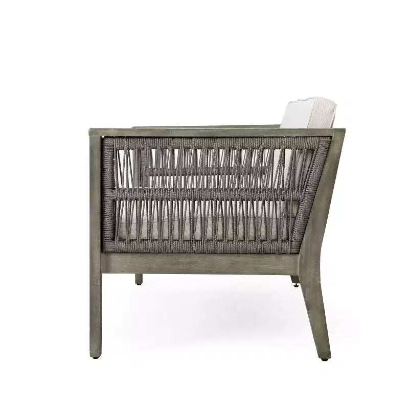 Christopher Knight Home Yan Ensemble de chaises de patio 4 pièces en bois d'acacia tressé avec coussin résistant à l'eau