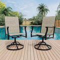 Acekool 2-Pack Outdoor Swivel Dining Chairs with Breathable Textilene Back, 360 Swivel & Rocking Patio Sling Chairs for Poolside & Garden