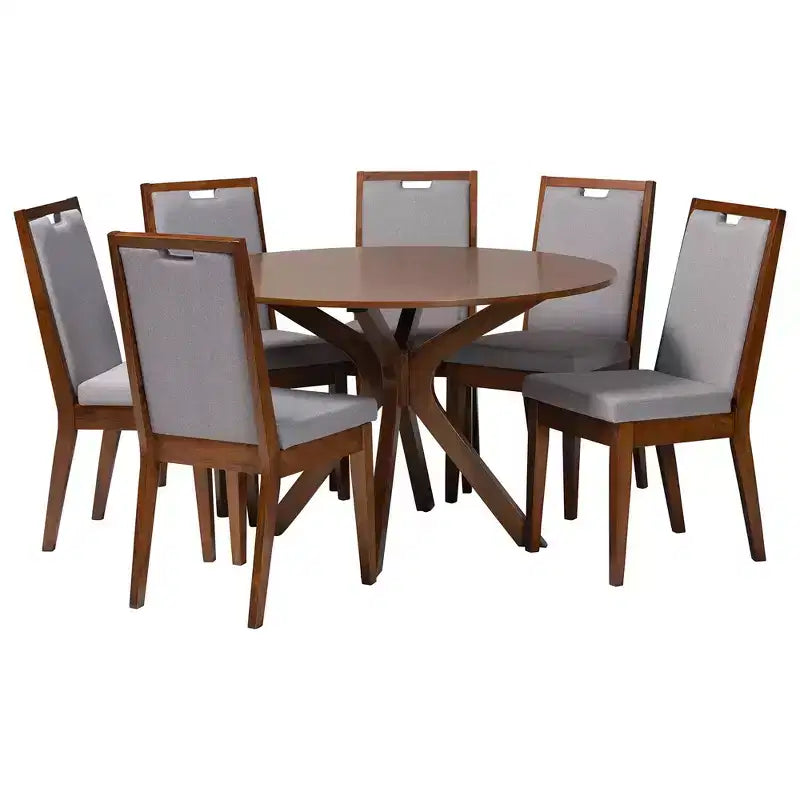 Ensemble de salle à manger Baxton Studio Eira moderne 7 pièces en bois gris et noyer marron