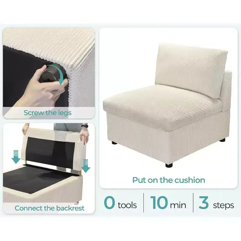 AMERLIFE Canapé sectionnel modulable surdimensionné avec assise profonde de 81 cm, canapé convertible en U/L/S de 6 pièces