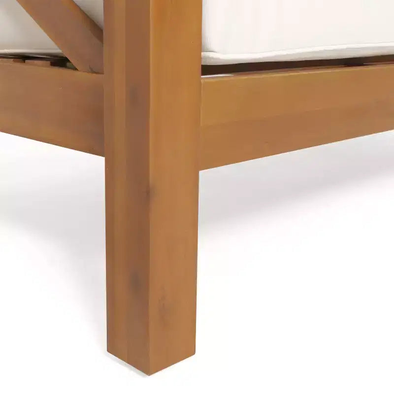 Christopher Knight Home Brava Ensemble causeuse bras droit en bois d'acacia d'extérieur et table basse avec coussin