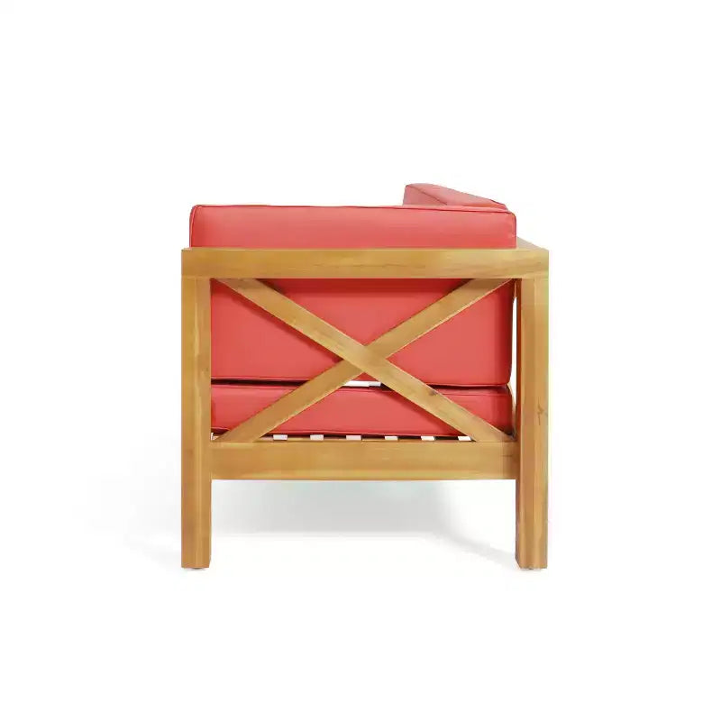 Christopher Knight Home Brava Ensemble causeuse bras droit en bois d'acacia d'extérieur et table basse avec coussin