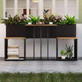 Costway Patio Furniture Set with Raised Garden Bed Built-in Chairs and Storage Space