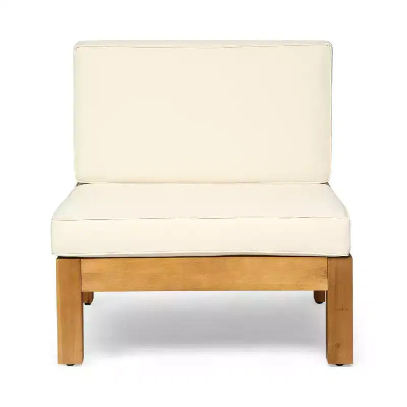 Christopher Knight Home Julie - Ensemble de jardin 6 pièces en acacia avec canapé d'angle en V, table basse et coussins