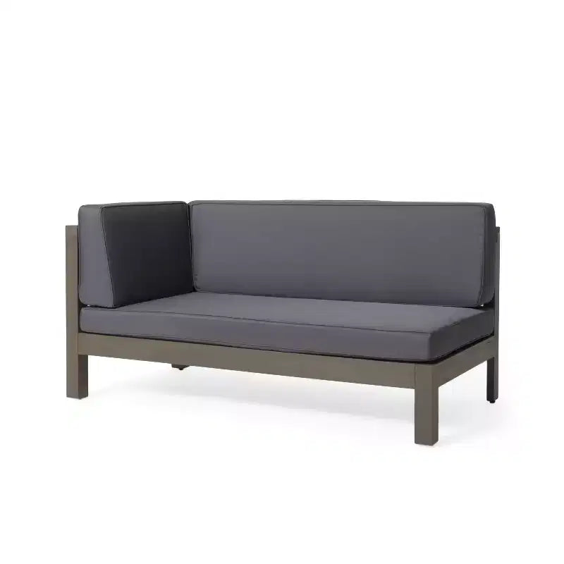Christopher Knight Home Julie - Ensemble de jardin 6 pièces en acacia avec canapé d'angle en V, table basse et coussins