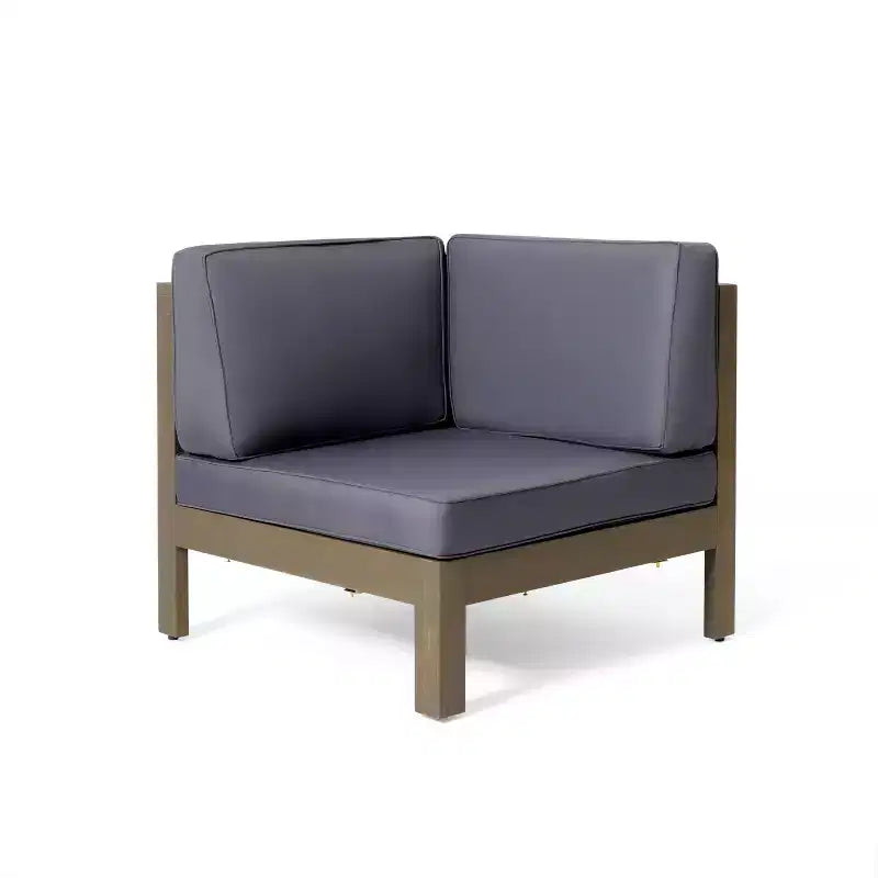 Christopher Knight Home Julie - Ensemble de jardin 6 pièces en acacia avec canapé d'angle en V, table basse et coussins