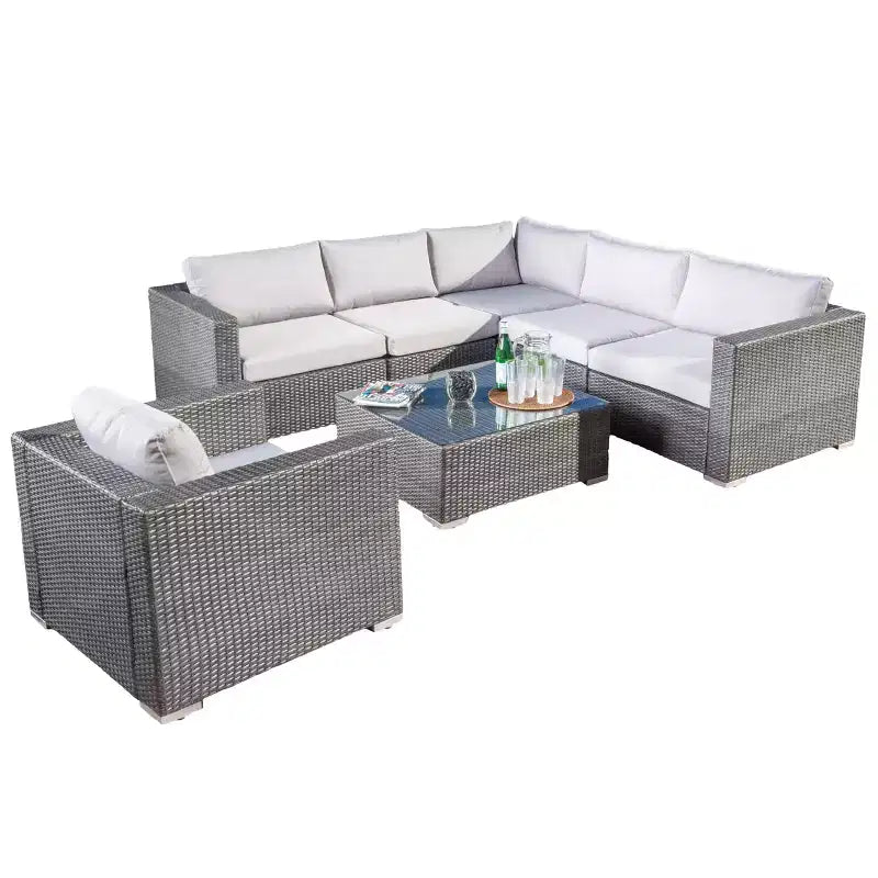 Canapé d'angle d'extérieur en osier 6 places avec coussins Christopher Knight Home Santa Rosa
