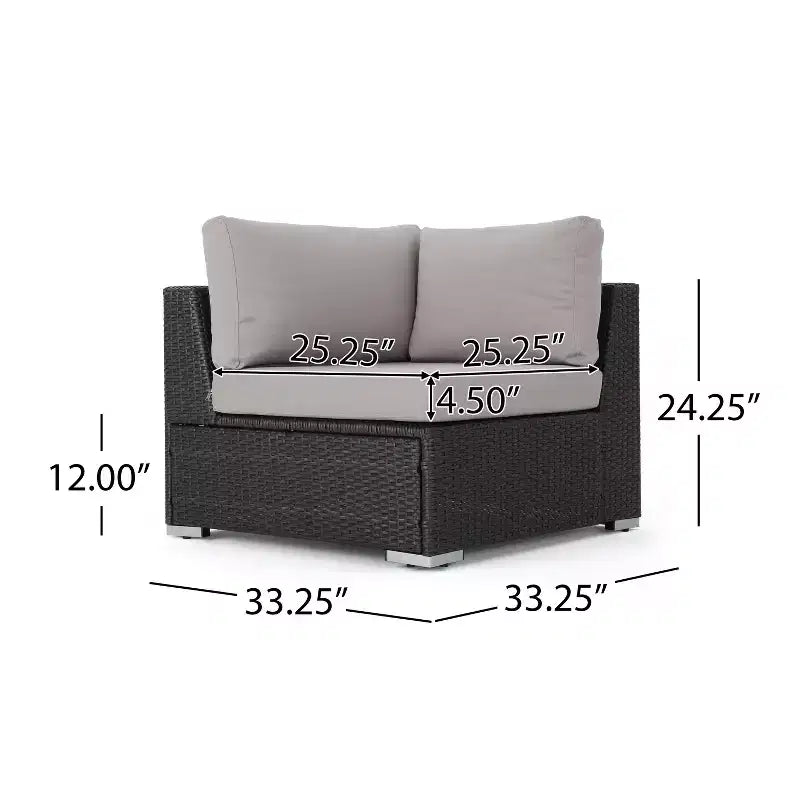 Canapé d'angle d'extérieur en osier 6 places avec coussins Christopher Knight Home Santa Rosa