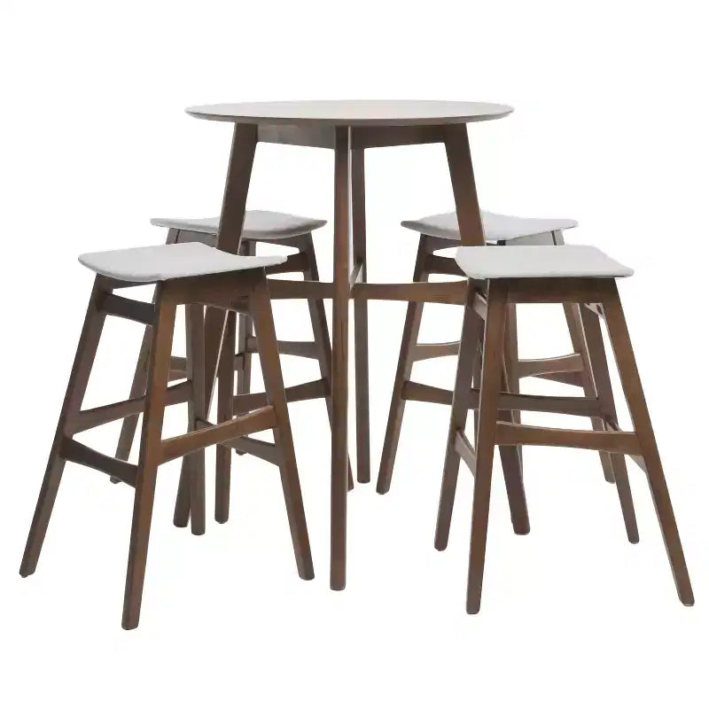 GDFStudio Elise Ensemble de bar 5 pièces rembourré en tissu de style Mid-Century Modern
