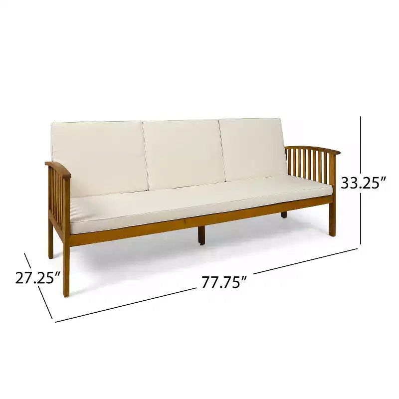 GDFStudio Navan Salon de jardin 3 places avec canapé et table basse en bois d'acacia avec coussins