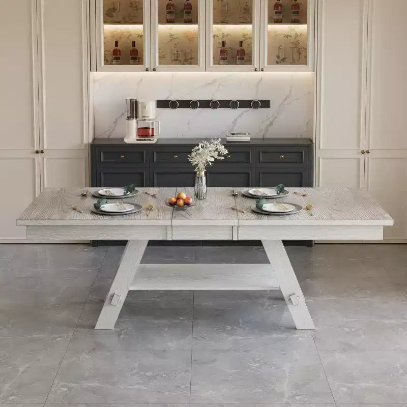 Ensemble de salle à manger VECELO rustique 5 pièces avec table extensible, table en bois d'hévéa avec 4 chaises de salle à manger sans accoudoirs rembourrées pour cuisine, gris