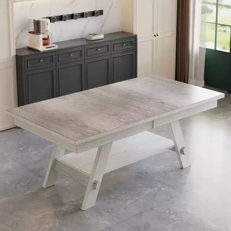 Ensemble de salle à manger VECELO rustique 5 pièces avec table extensible, table en bois d'hévéa avec 4 chaises de salle à manger sans accoudoirs rembourrées pour cuisine, gris