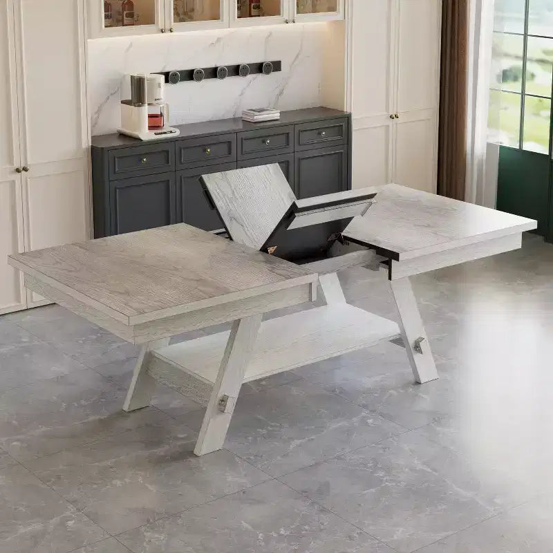 Ensemble de salle à manger VECELO rustique 5 pièces avec table extensible, table en bois d'hévéa avec 4 chaises de salle à manger sans accoudoirs rembourrées pour cuisine, gris