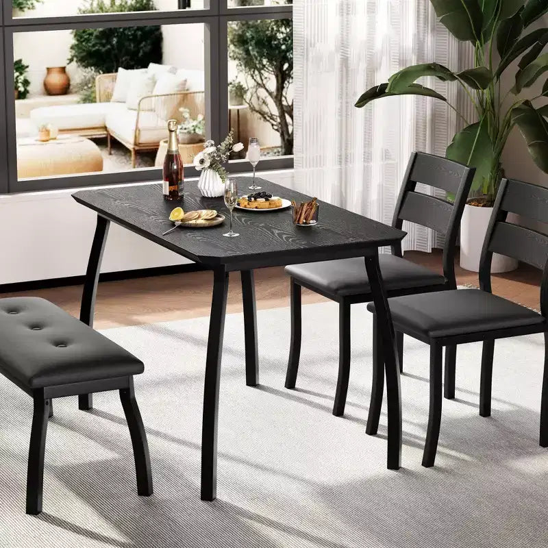 Ensemble de salle à manger Coolmee pour 4 personnes, table de cuisine avec banquette rembourrée et 2 chaises, ensemble de meubles de salle à manger 4 pièces pour petit espace, appartement
