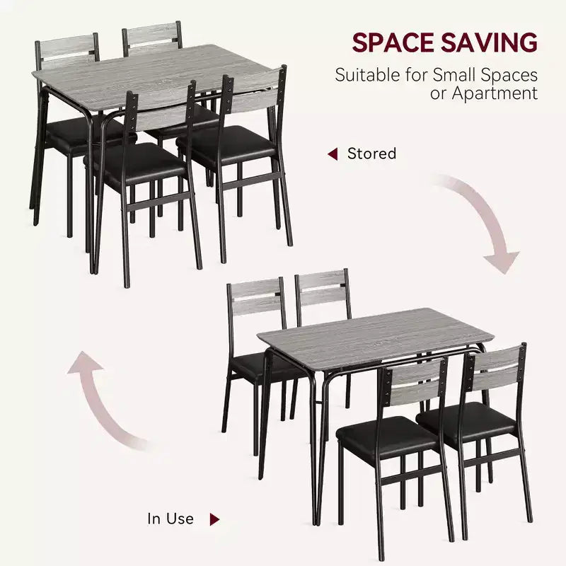 Ensemble de table à manger pour 4 personnes avec plateau rectangulaire en bois et chaises rembourrées, service de 5 pièces pour cuisine et salle à manger pour petits espaces, appartement