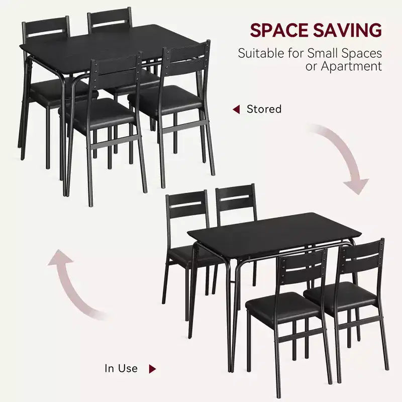 Ensemble de table à manger pour 4 personnes avec plateau rectangulaire en bois et chaises rembourrées, service de 5 pièces pour cuisine et salle à manger pour petits espaces, appartement