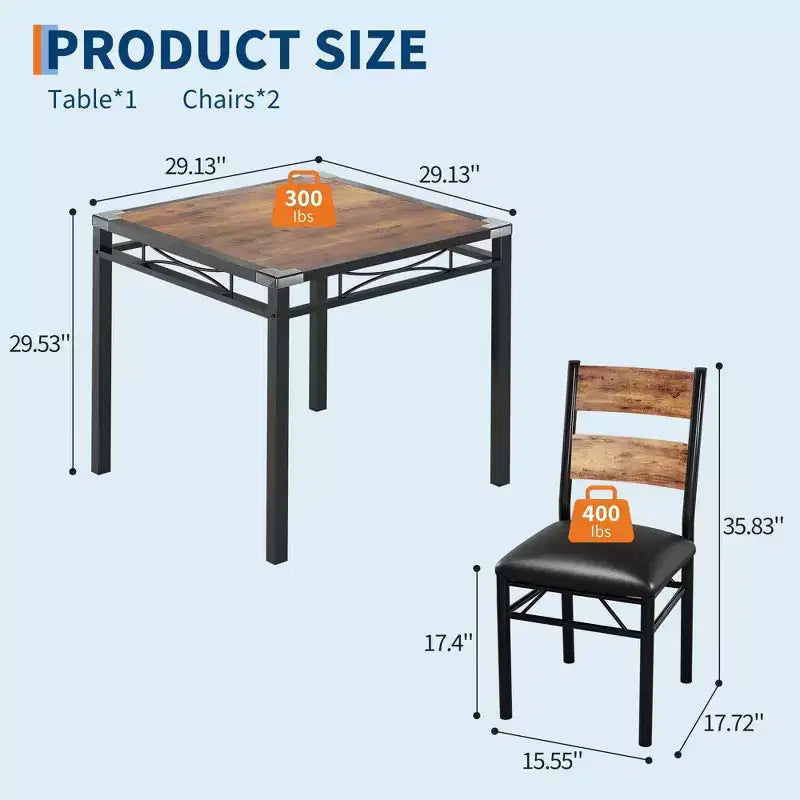 Ensemble de table à manger de style ferme avec plateau en bois et chaises rembourrées pour petits espaces, cuisine, appartement, salle à manger et salon