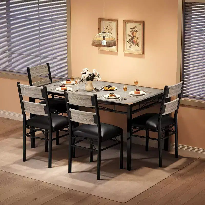 Ensemble de table à manger de style ferme avec plateau en bois et chaises rembourrées pour petits espaces, cuisine, appartement, salle à manger et salon