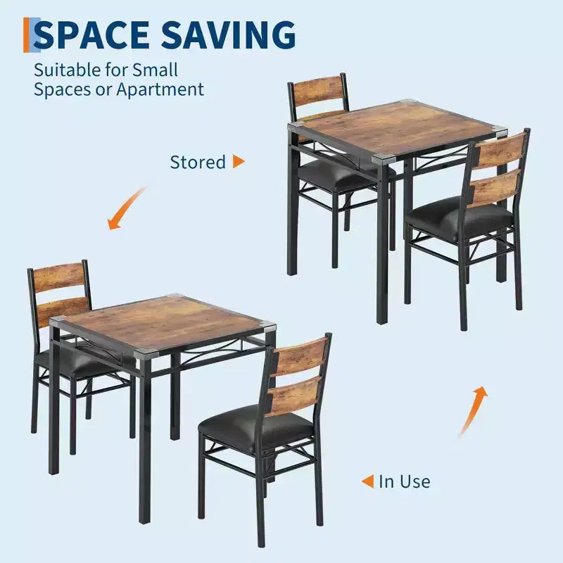Ensemble de table à manger de style ferme avec plateau en bois et chaises rembourrées pour petits espaces, cuisine, appartement, salle à manger et salon