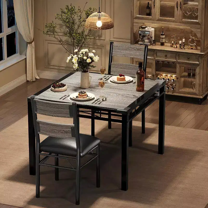 Ensemble de table à manger de style ferme avec plateau en bois et chaises rembourrées pour petits espaces, cuisine, appartement, salle à manger et salon
