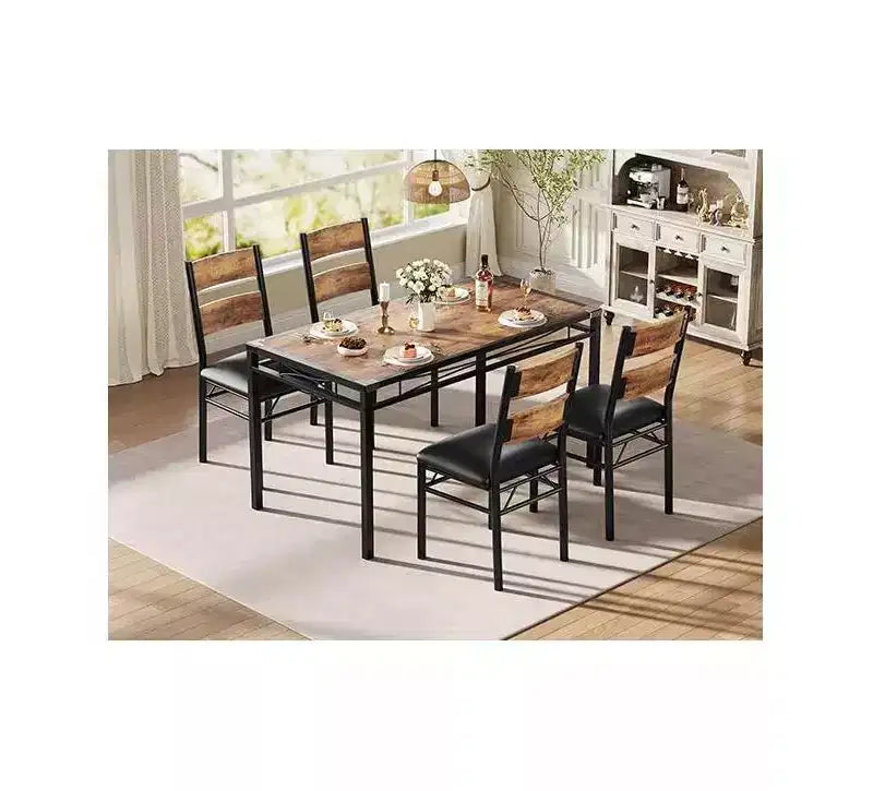 Ensemble de table à manger de style ferme avec plateau en bois et chaises rembourrées pour petits espaces, cuisine, appartement, salle à manger et salon