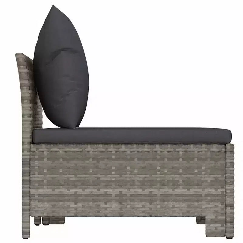 vidaXL Salon de jardin gris en polyrotin moyen et léger