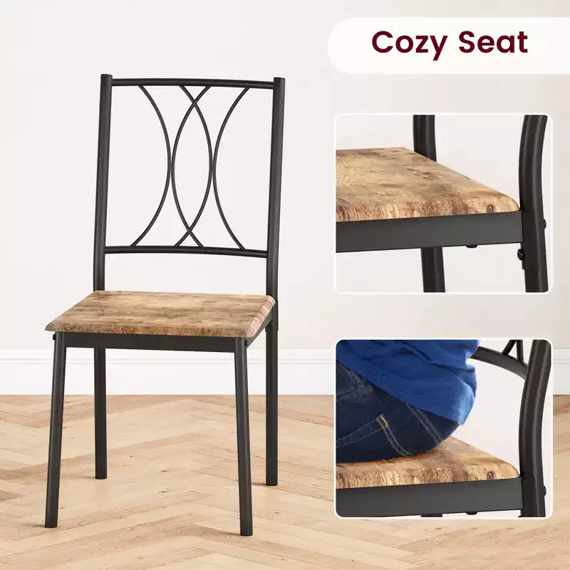 Table et chaises de cuisine, Ensemble de table à manger pour 4 avec chaises, Table à manger rectangulaire en métal et bois pour petits espaces, Appartement